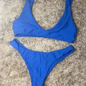 Bright blue scoop neck bikini